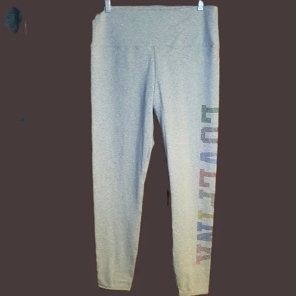 NWT! Victoria Secret PINK High Waist Full Length Legging Rainbow Rhinestone - XL - Picture 4 of 11